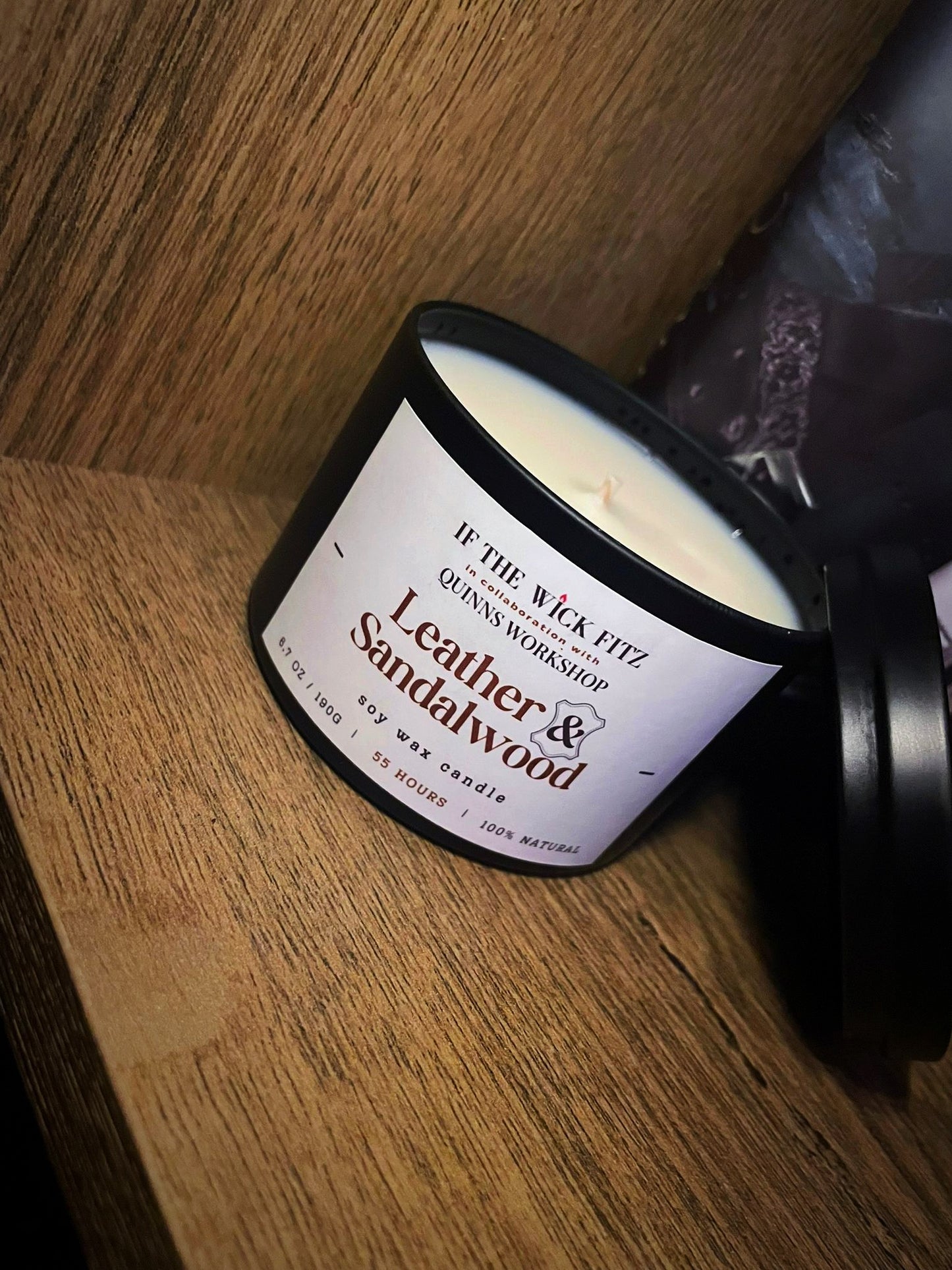 Leather and Sandalwood scented Candles by If the Wick Fitz