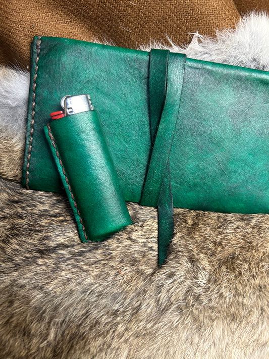 Handmade Tobacco Pouch and Lighter Sheath set