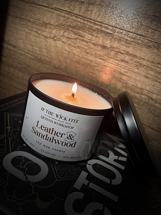 Leather and Sandalwood scented Candles by If the Wick Fitz